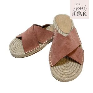 Mi.iM Blush Suede Crisscross Espadrilles Sz 7